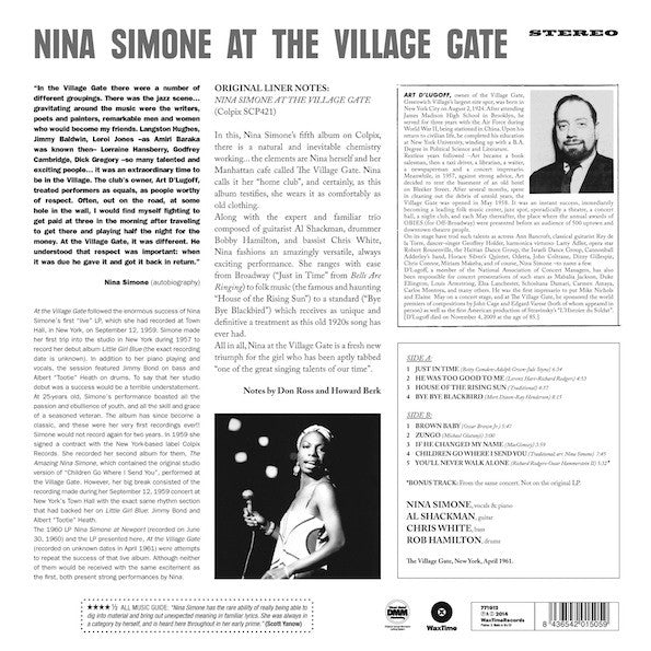NINA SIMONE (ニーナ・シモン)  - At The Village Gate (EU 限定復刻ボーナス入り再発180g LP/New-WaxTime 771912)