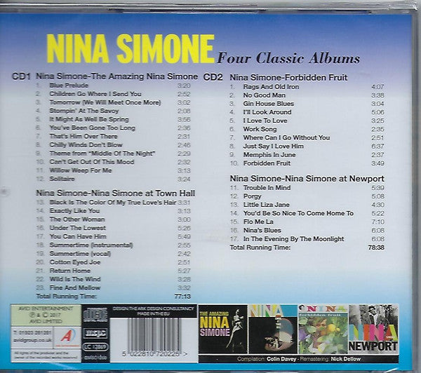 NINA SIMONE (ニーナ・シモン)  - Four Classic Albums (UK 限定合体再発CDx2枚組/New) 全40曲！