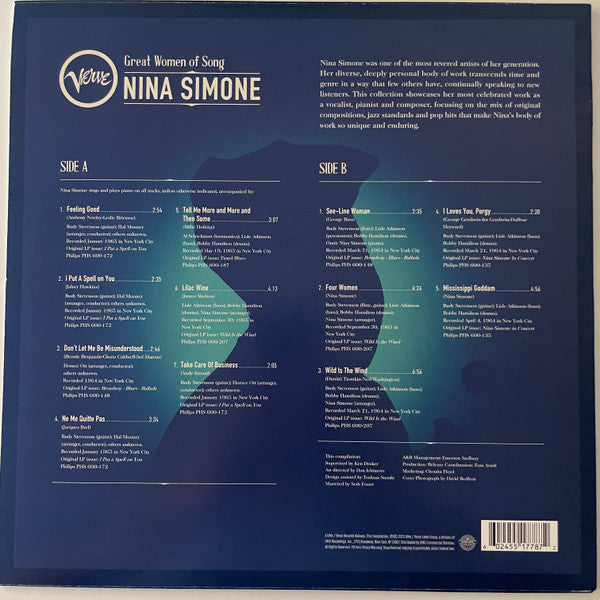 NINA SIMONE (ニーナ・シモン)  - Great Women Of Song (EU 限定リリース「カラー（ブルー＆ブラック）VINYL」LP/New)