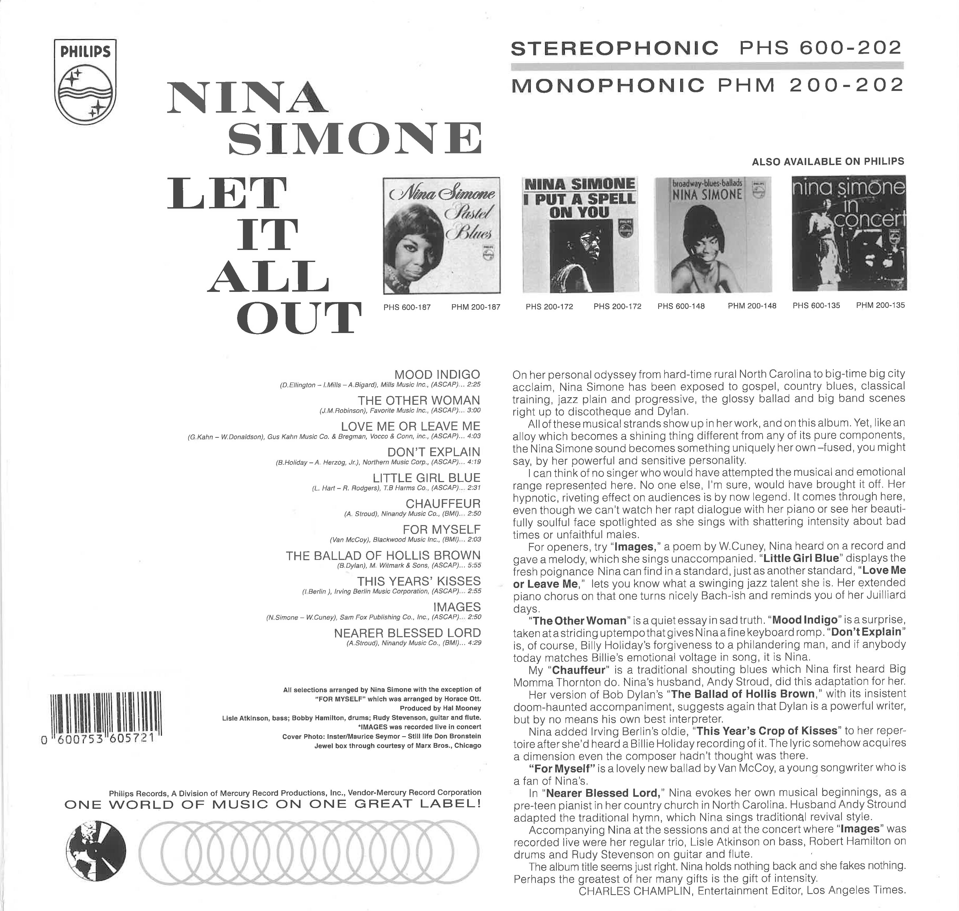 NINA SIMONE (ニーナ・シモン)  - Let It All Out (EU 限定復刻再発 LP/New)