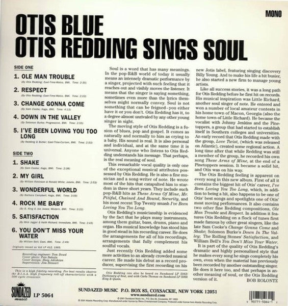 OTIS REDDING (オーティス・レディング)  - Otis Blue / Otis Redding Sings Soul (US サンデイズド社限定復刻再発「モノラル」 LP/New)