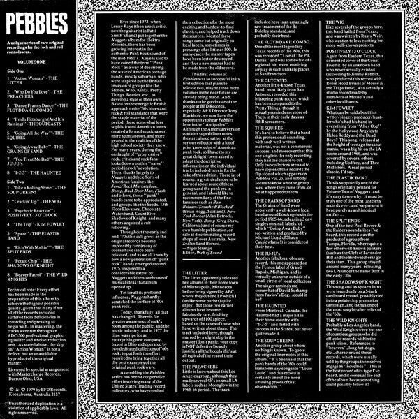 V.A. (60's ガレージパンク名作シリーズコンピ)- Pebbles Vol.1 (US 限定復刻再発 LP/New)