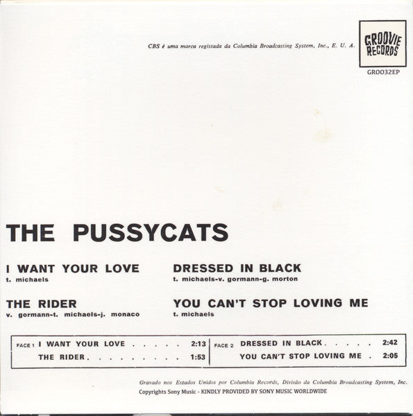 PUSSYCATS, THE  (ザ・プッシーキャッツ)  - I Want Your Love +3 (Portugal 限定復刻再発ジャケ付き4曲入り7" EP/New)