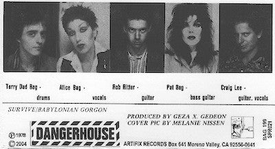 BAGS, THE (ザ・バッグス)  - Survive (US 限定「正規」再発 7"/ New) '78年唯一シングル！