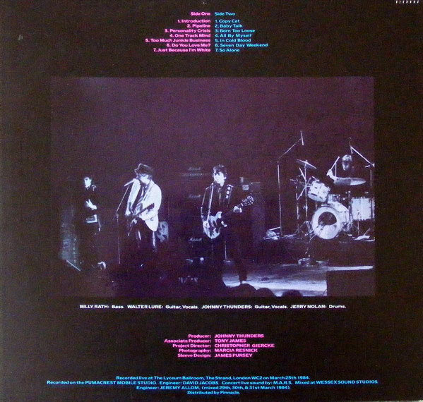 JOHNNY THUNDERS & THE HEARTBREAKERS (ジョニー・サンダース & ザ・ハートブレイカーズ) - Live At The Lyceum Ballroom 1984 (Italy Ltd.Reissue 180g LP / 廃盤 New)