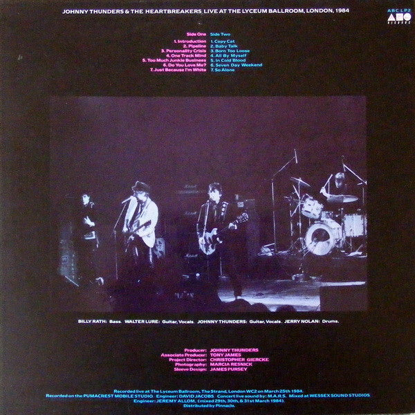 JOHNNY THUNDERS & THE HEARTBREAKERS (ジョニー・サンダース & ザ ・ハートブレーカーズ)- Live At The Lyceum Ballroom 1984 (UK オリジナル LP)