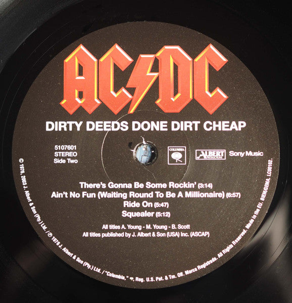 AC/DC (エーシー・ディーシー)  - Dirty Deeds Done Dirt Cheap (EU 限定「リマスター再発」LP/ New)