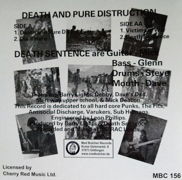 DEATH SENTENCE (デス・センテンス) - Death And Pure Distruction (German 400枚限定再発 7"/New)