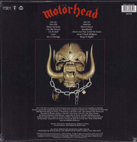 MOTORHEAD (モーターヘッド)  - Iron Fist (Worldwide 40周年記念限定再発「黒/青ヴァイナル」LP/ New)