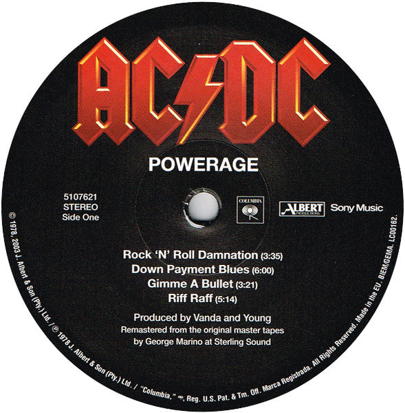 AC/DC (エーシー・ディーシー)  - Powerage (EU 限定「リマスター再発」LP/ New)