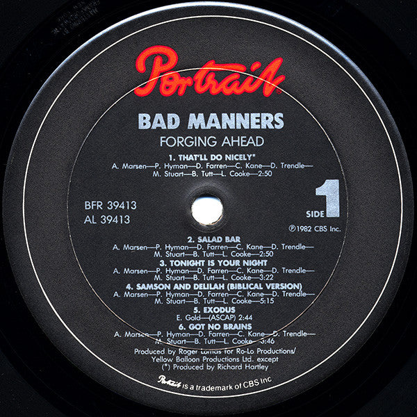 BAD MANNERS (バッド・マナーズ) - Forging Ahead  (US '84 再発 LP+インナー) サードアルバム！UK盤とはジャケ違い！