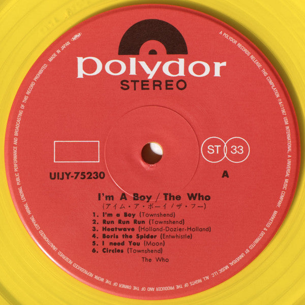 WHO, THE (ザ・フー) - I'm A Boy (Japan 限定再発180グラム・イエローヴァイナル LP / New)