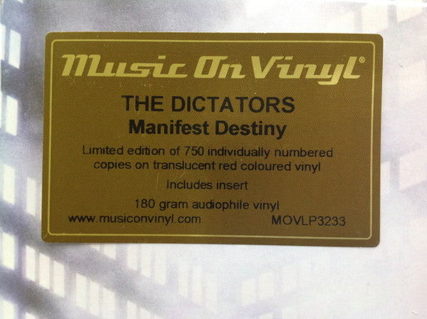 DICTATORS, THE (ザ・ディクテイターズ)  - Manifest Destiny  (EU 750枚限定ナンバリング入り再発「高音質 180g レッドヴァイナル」LP/New)