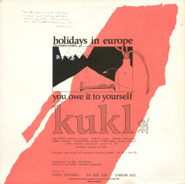 KUKL (クークル)  - Holidays In Europe : The Naughty Nought (EU 限定プレス再発 LP/ New)