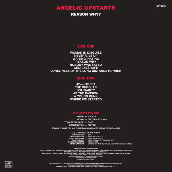 ANGELIC UPSTARTS (エンジェリック・アップスターツ)  - Reason Why? (Spain 400枚限定プレス再発 LP/ New)