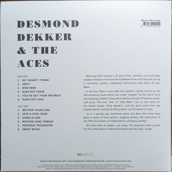 DESMOND DEKKER & The Aces (デスモンド・デッカー & ジ・エイシズ)  - 007 : Shanty Town (EU M.V.O.社750枚限定復刻再発ナンバリング入り180g ピンクヴァイナル LP/ New)