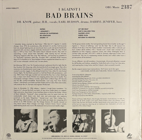 BAD BRAINS (バッド・ブレインズ)  - I Against I - Punk Note Edition (US 限定再発「ブラックヴァイナル」 LP / New)