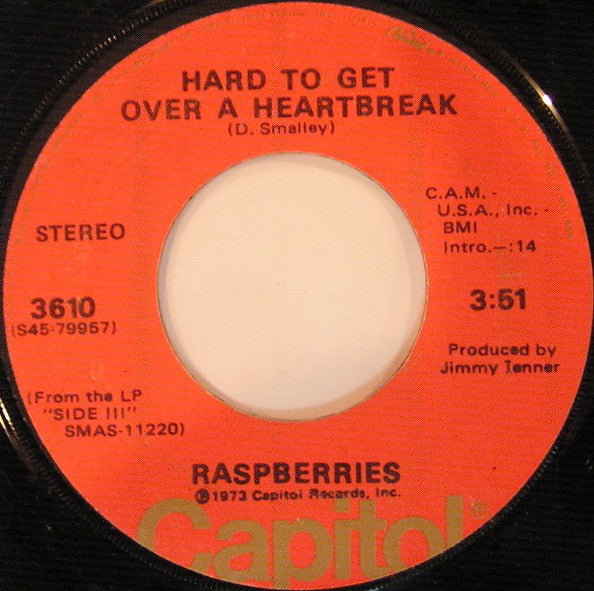 RASPBERRIES (ラズベリーズ) - Tonight / Hard To Get Over A Heartbreak (US オリジナル 7")