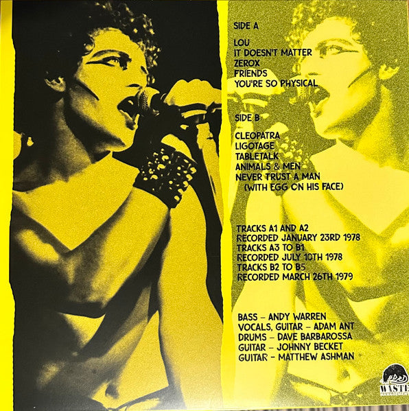 ADAM AND THE ANTS (アダム＆ジ・アンツ)  - Peel Sessions 1978-1979 (UK 限定プレス再発 LP/ New) 初期パンク期の全10曲 !