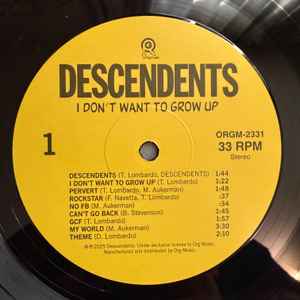 DESCENDENTS (ディセンデンツ)  - I Don't Want To Grow Up (US '25 正規再発「限定ブラックヴァイナル」LP/ New) '85年セカンド！40周年記念リイシュー！