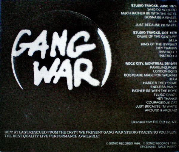 GANG WAR (Johnny Thunders, Wayne Kramer)ギャング・ウォー (ジョニー・サンダース、ウェイン・クレイマー) - Crime Of The Century  (France 限定プレス CD/ New)