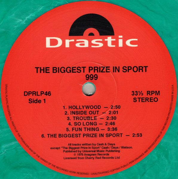 999 (ナイン・ナイン・ナイン)  - The Biggest Prize In Sport (US 500枚限定ナンバリング入再発150g「グリーンヴァイナル」 LP「廃盤 New」)