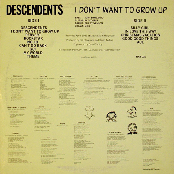 DESCENDENTS (ディセンデンツ)  - I Don't Want To Grow Up (EU 限定リプロ再発 LP/ New)