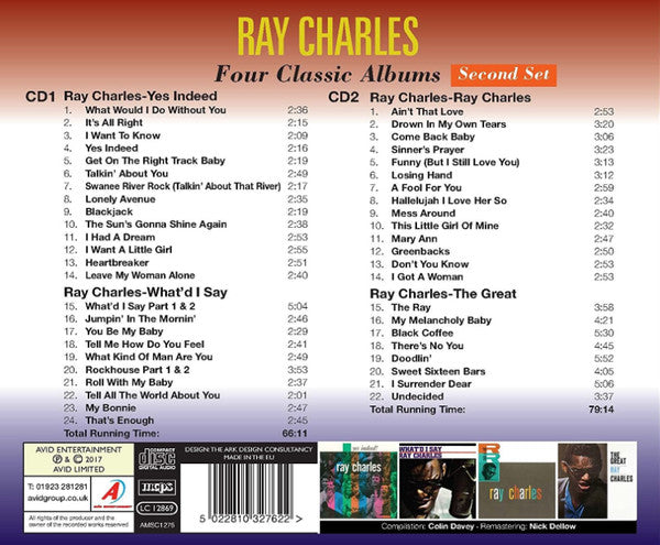 RAY CHARLES (レイ・チャールズ)  - Four Classic Albums (UK 限定合体再発CDx2枚組/New) 全46曲！