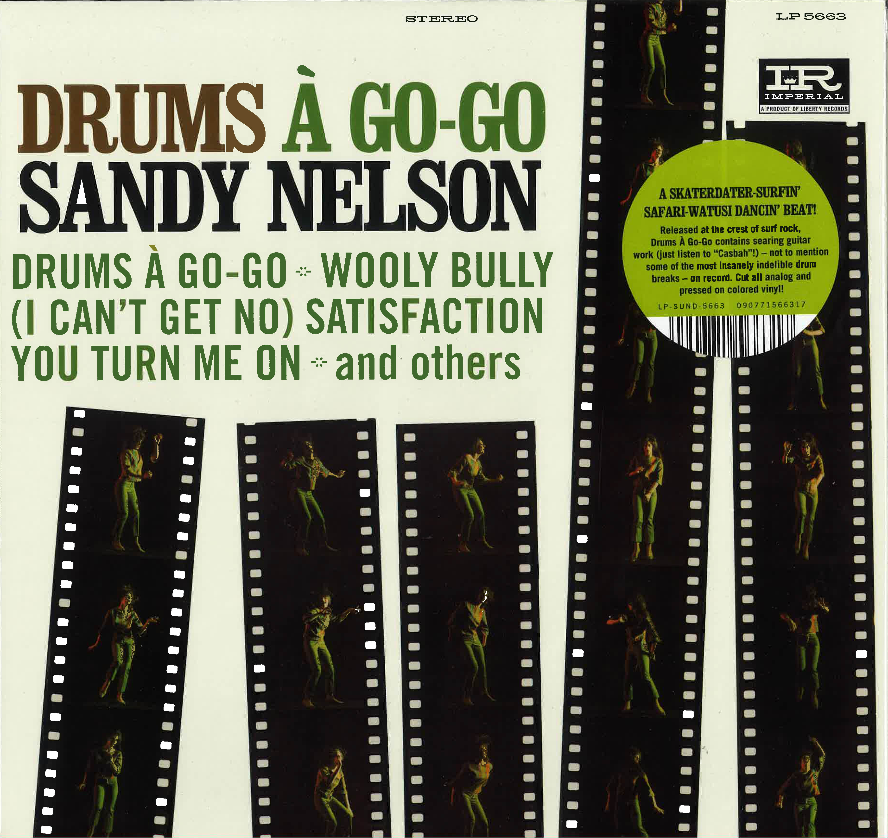 SANDY NELSON (サンディ・ネルソン)  - Drums A Go-Go (US 限定再発「グリーン VINYL」ステレオ LP / New)