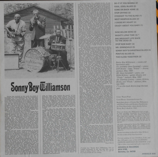 SONNY BOY WILLIAMSON (サニー・ボーイ・ウイリアムソン)  - King Biscuit Time (US  限定リリース・アナログ LP/New)