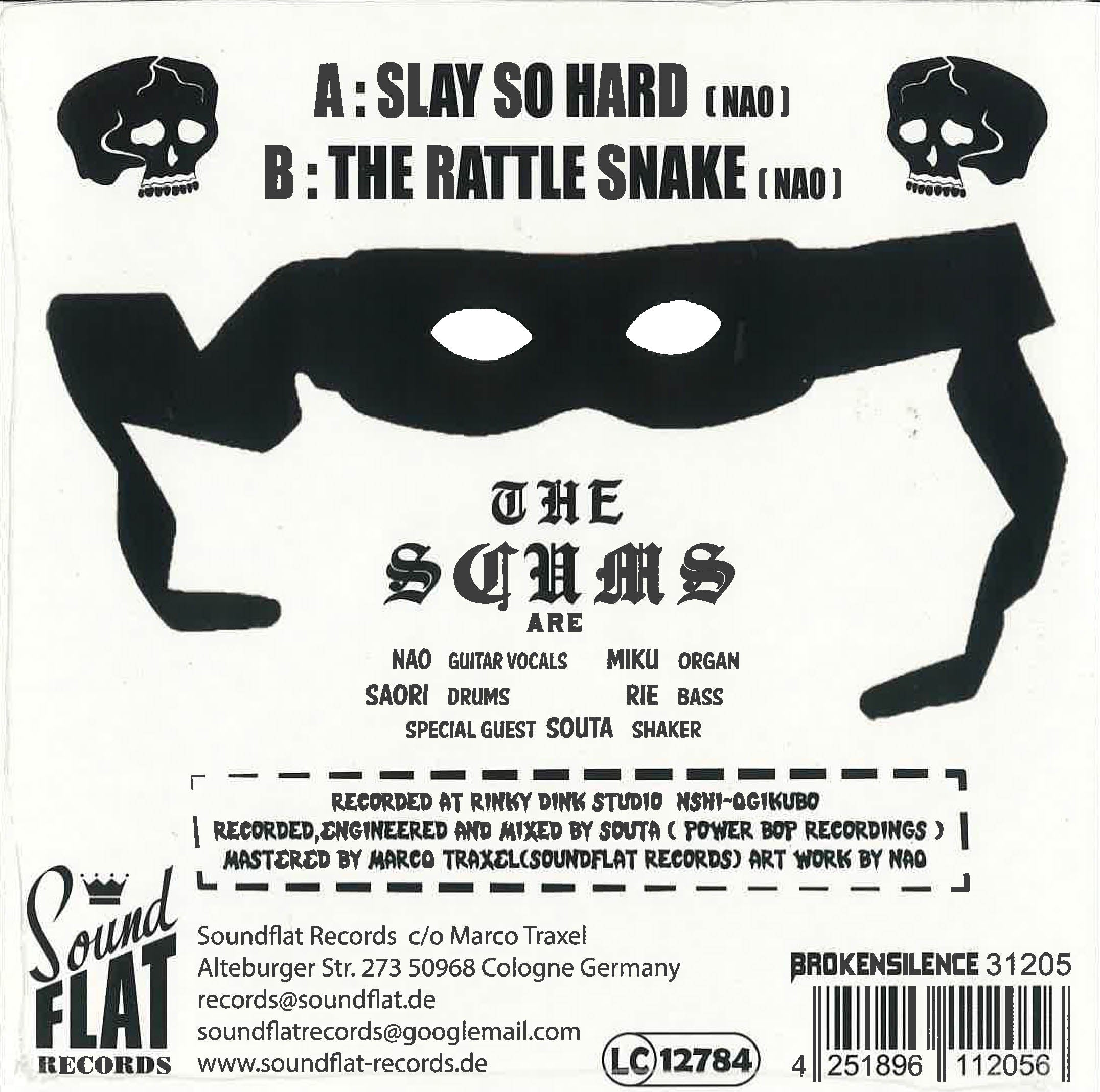 SCUMS, THE  (ザ・スカムズ)  - Slay So Hard / The Rattle Snake (German 「日本国内流通分500枚限定」ジャケ付き 7"/New ) ※日本全国送料¥300にて発送可！