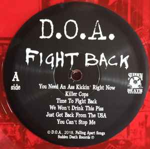 D.O.A. - Fight Back (Canada 250枚限定「レッドヴァイナル」 LP) FIGHT BACK (反撃) TALK –ACTION = 0!