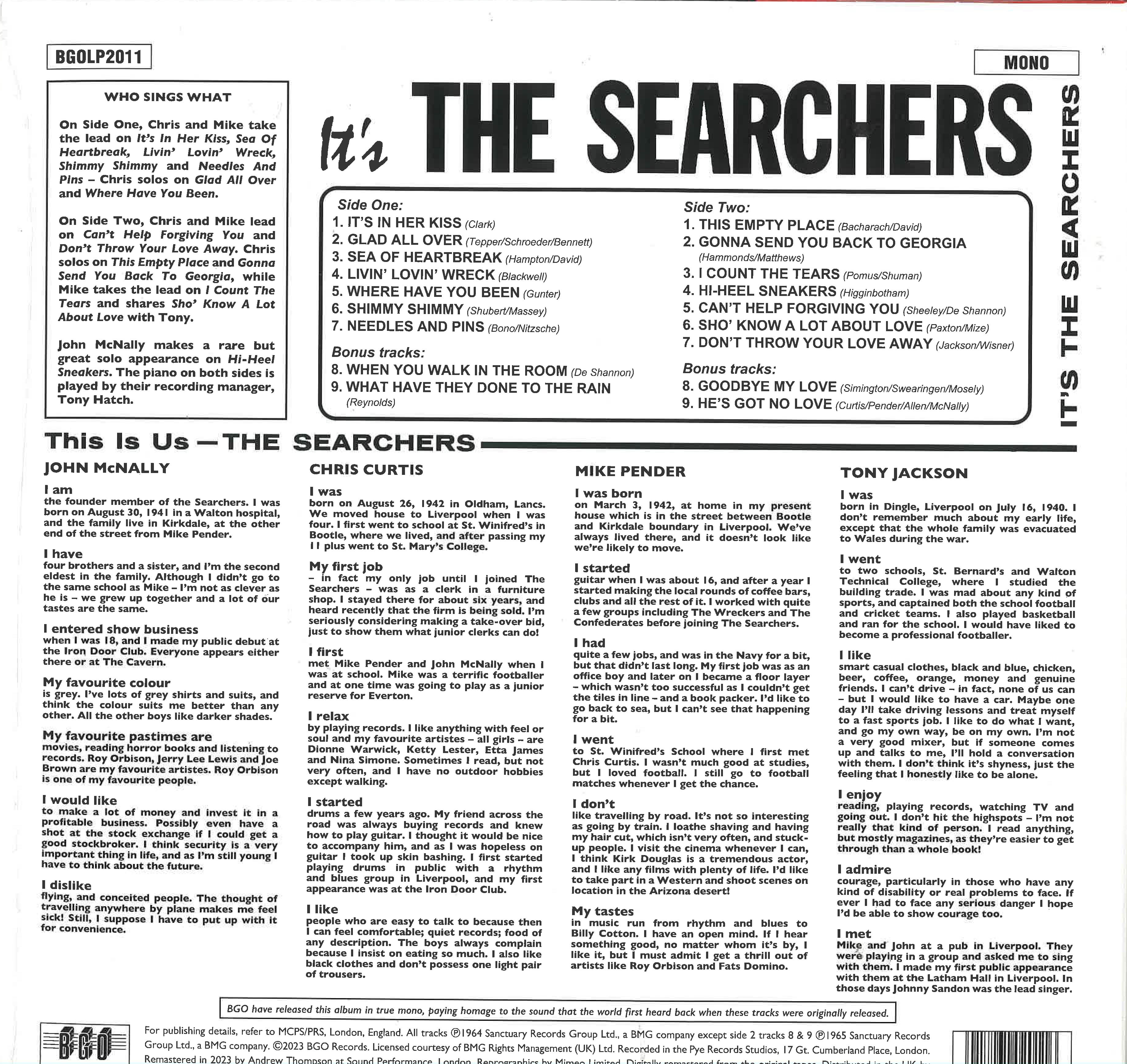 SEARCHERS, THE (ザ ・サーチャーズ)  - It’s The Searchers (UK 限定復刻リマスターボーナス入り再発モノラル LP/ New)