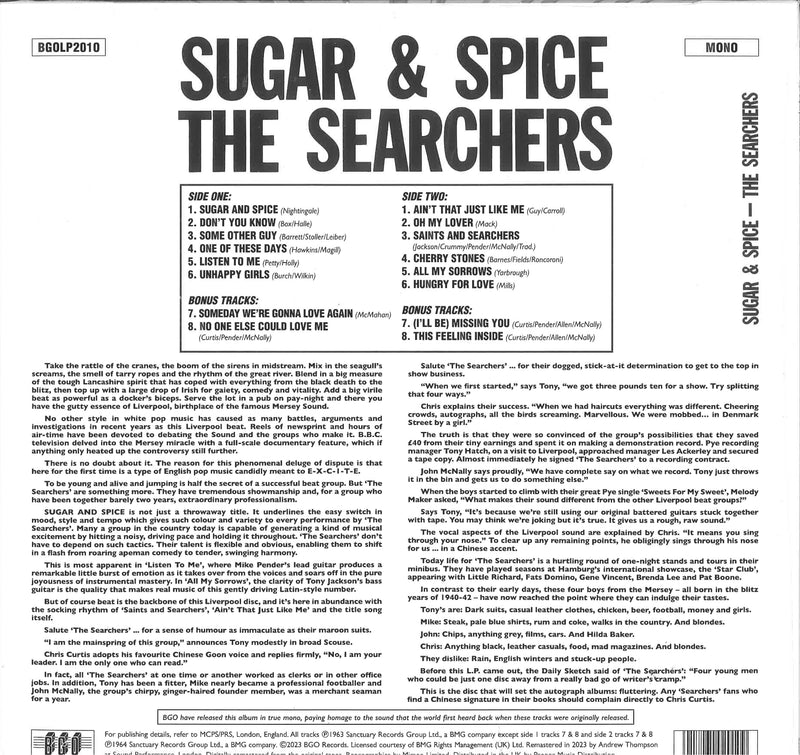SEARCHERS, THE (ザ ・サーチャーズ)  - Sugar & Spice  (UK 限定復刻リマスターボーナス入り再発モノラル LP/ New)