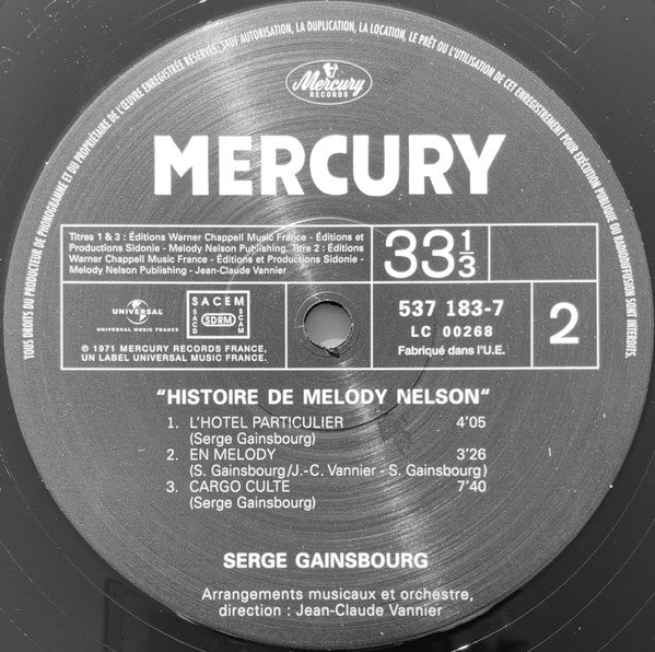 SERGE GAINSBOURG (セルジュ・ゲンズブール)  - Histoire De Melody Nelson (EU 限定復刻リマスター再発 180g LP/New)