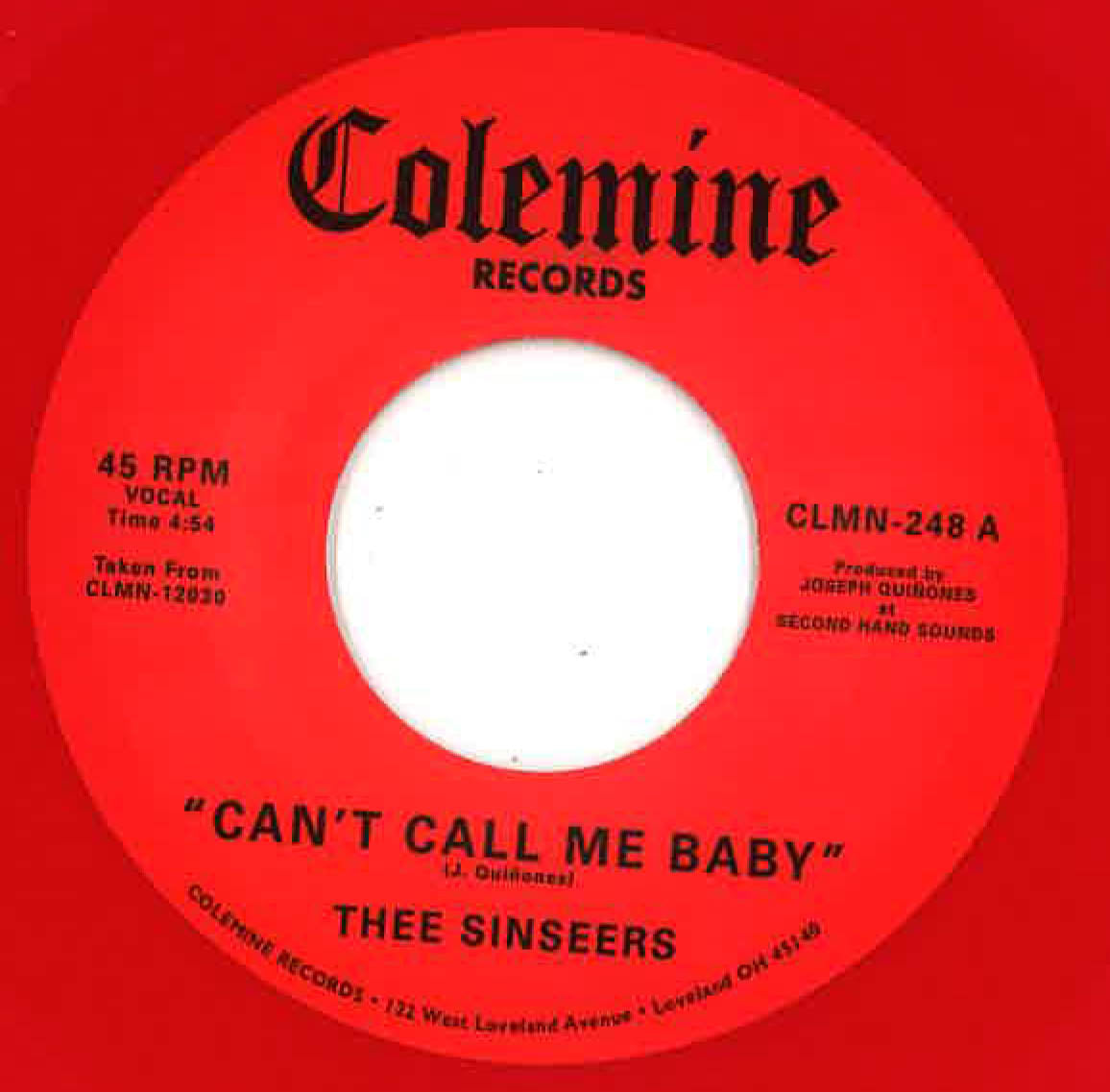 SINSEERS, THEE  (ジー・シンシアーズ)  - Can't Call Me Baby / Take A Chance (US 限定「赤盤」7インチ+カンパニースリーブ /New) 極上バラッド！