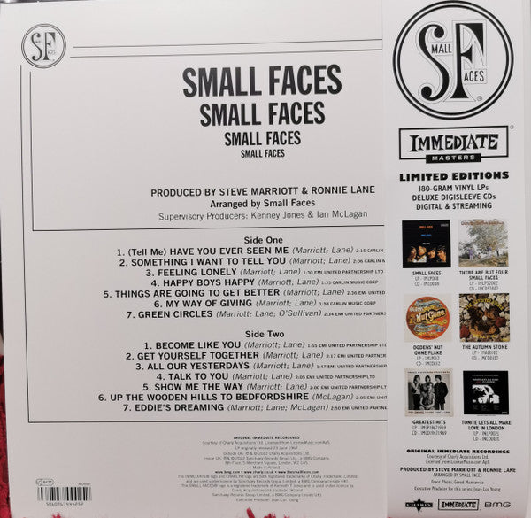 SMALL FACES (スモール・フェイセズ)  - Small Faces [2nd Album]  (EU 限定リマスター再発180g「ホワイト・ヴァイナル」モノラル LP+帯、カラーインナー/New)