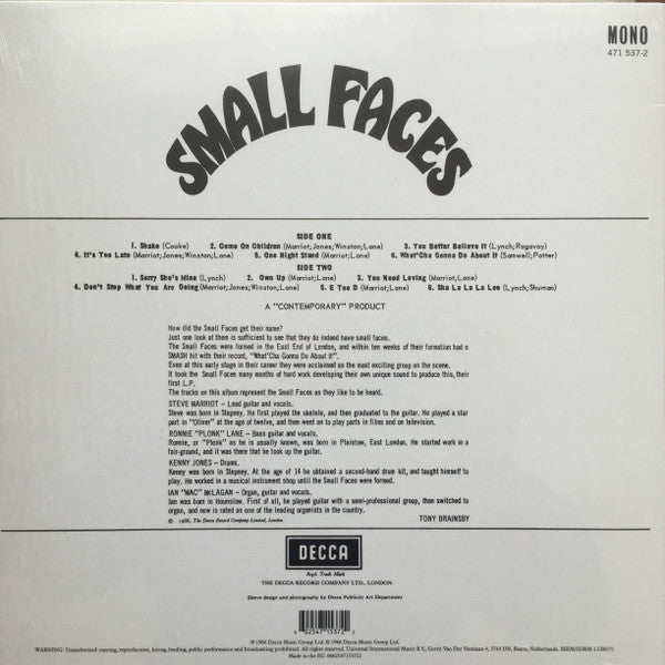 SMALL FACES (スモール・フェイセス)  - Small Faces [1st ] (EU 限定復刻再発180g モノラル LP/New)