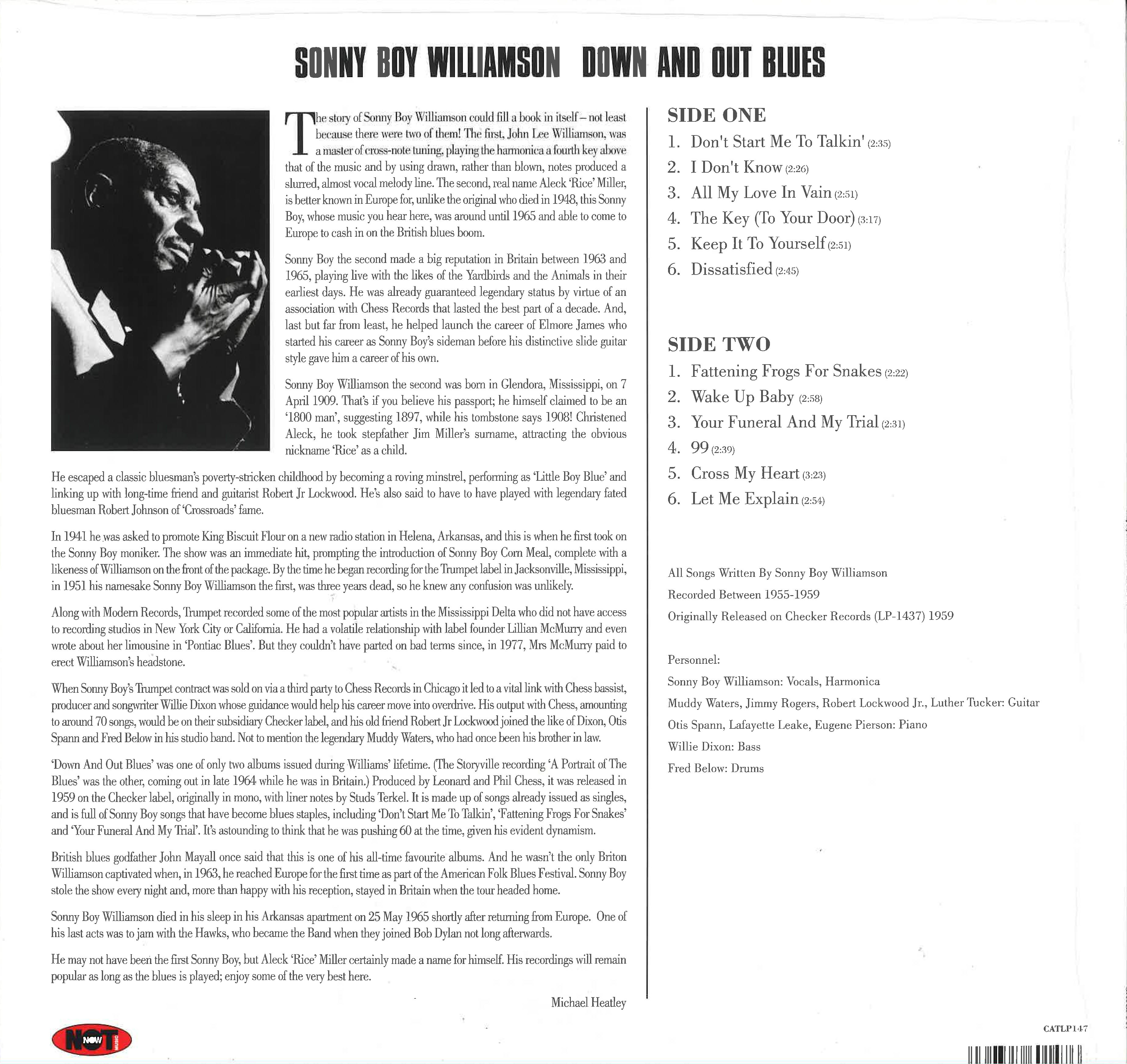 SONNY BOY WILLIAMSON (サニー・ボーイ・ウイリアムソン)  - Down & Out Blues (EU限定復刻再発180g 重量 LP/New)