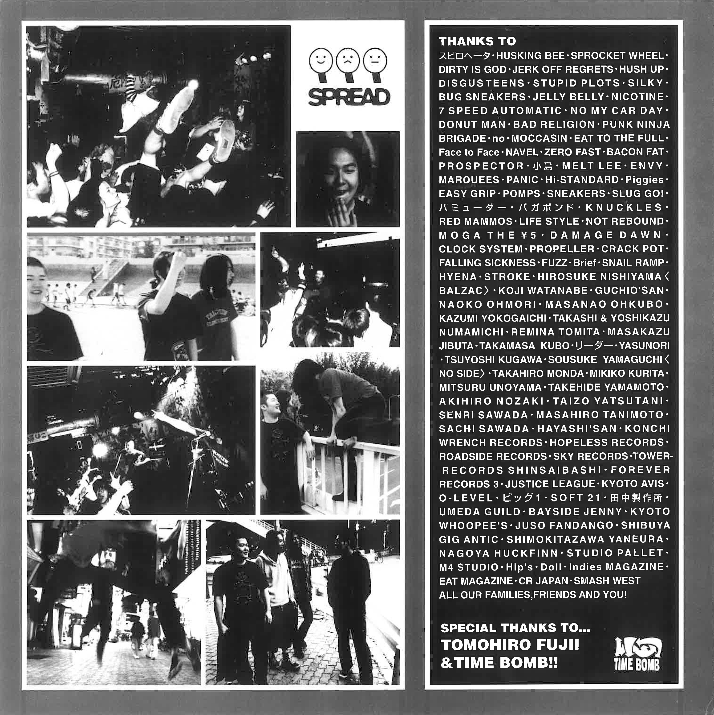 SPREAD (スプレッド) - Unknown Place (日本 タイムボム  限定「黒盤」 10インチ・ミニLP/New)大阪メロディック・パンク・トリオ'97年発表7曲入りデビュー・ミニ・アルバム