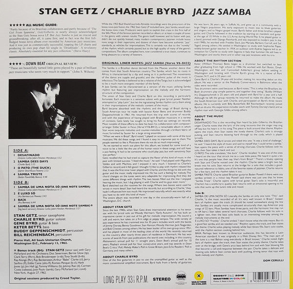 STAN GETZ / CHARLIE BYRD (スタン・ゲッツ / チャーリー・バード )  - Jazz Samba (EU 限定復刻ボーナス入り再発「イエローヴァイナル」180g  LP/New)