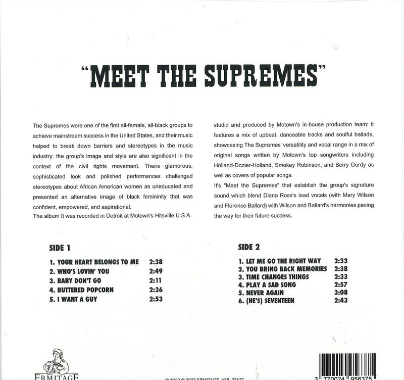 SUPREMES (スプリームス / シュプリームス)  - Meet The Supremes (EU 限定復刻再発「クリア VINYL」LP/New)