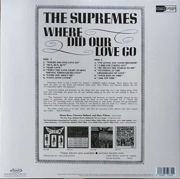 SUPREMES (スプリームス / シュプリームス)  - Where Did Our Love Go (US & EU RSDブラックフライデー3500枚限定復刻再発140g LP/New)