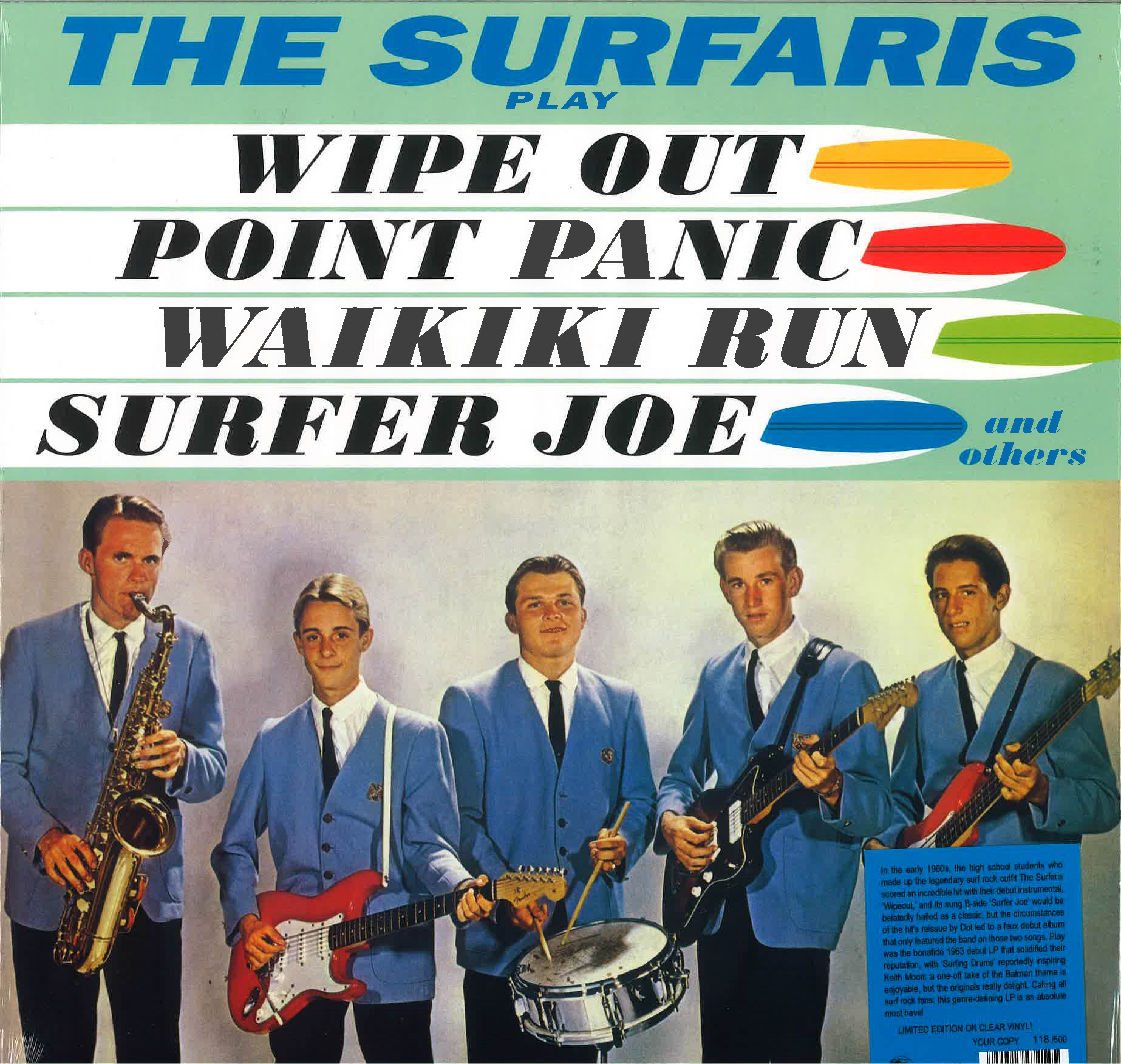 SURFARIS (サーファリス [サファリース])  - Play Wipe Out...Surfer Joe and Others (EU 限定500枚復刻再発「クリア VINYL」LP/New)