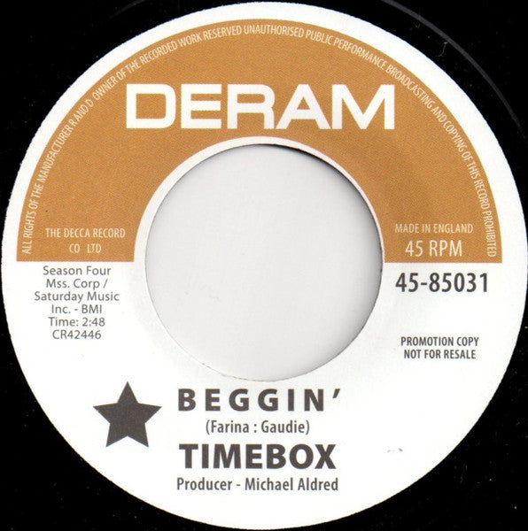 TIME BOX / THE QUICK (タイムボックス / ザ・クイック)  - Beggin' / Bert's Apple Crumble (UK 限定リプロ 再発スプリット 7インチ/New)