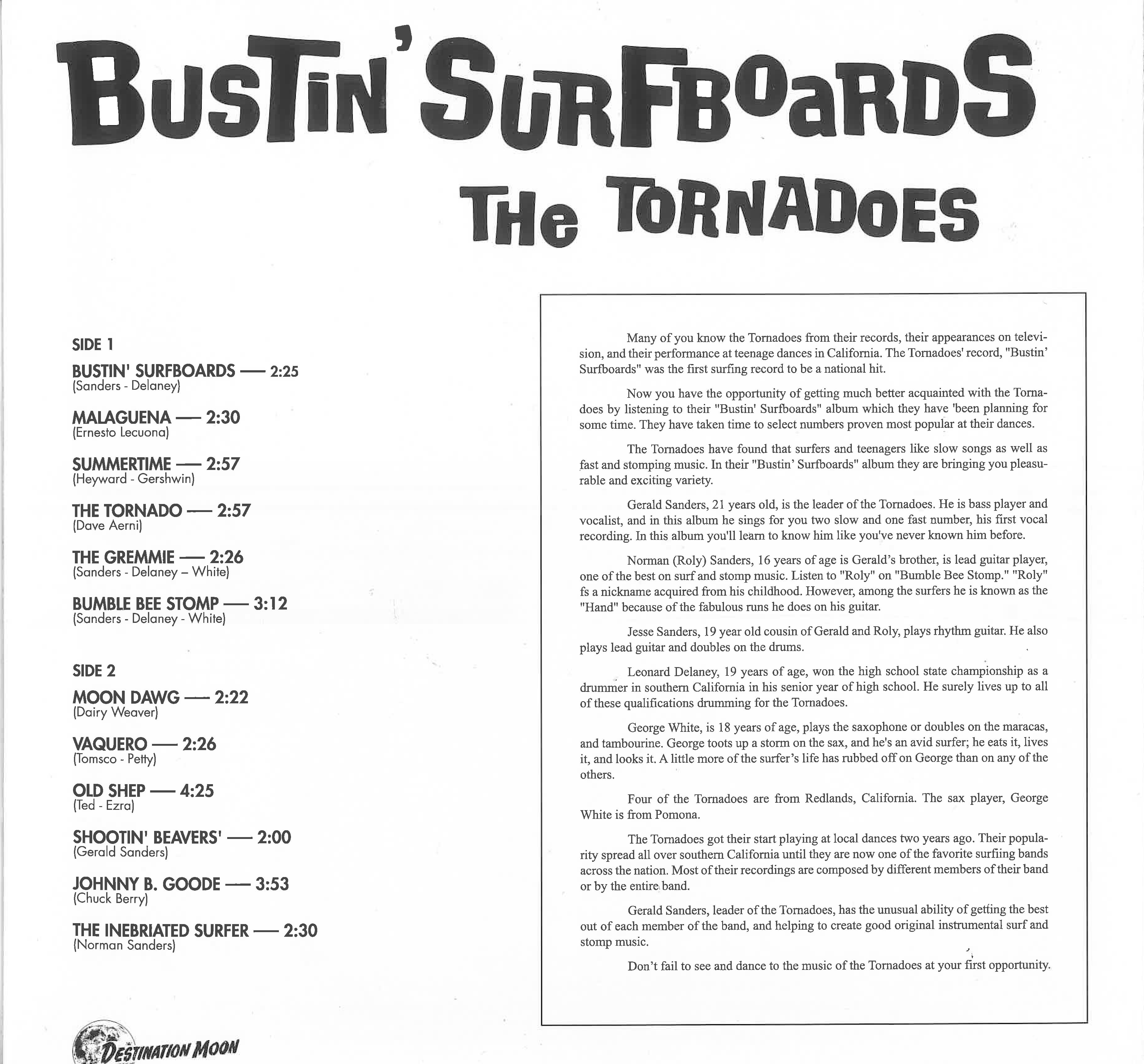 TORNADOES, THE (ザ・トルネイドース)  - Bustin’ Surfboards (EU 限定500枚ナンバリング入り再発「クリア VINYL」LP /New)'63年サーフロック名作！