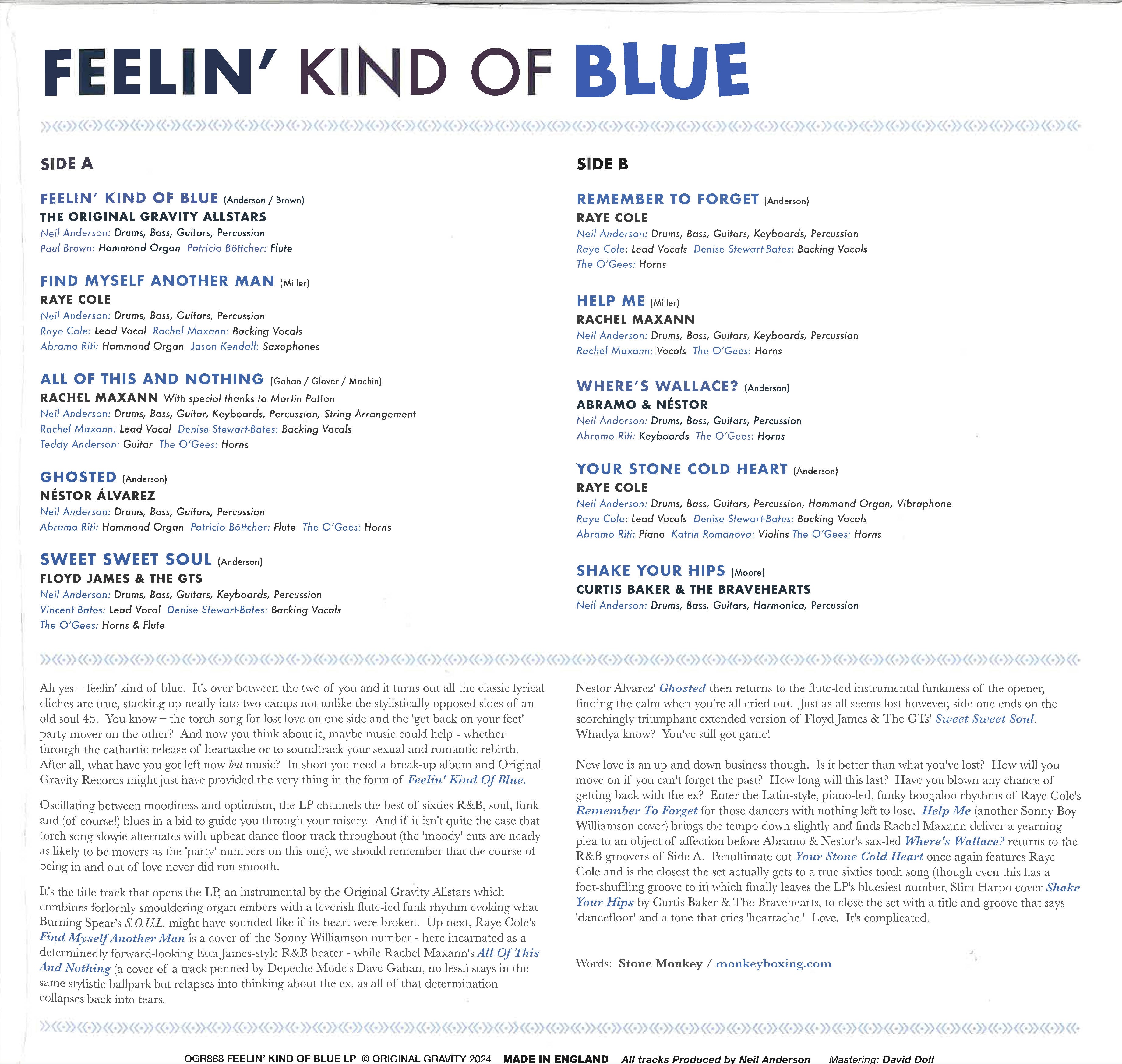 V.A. (ロンドン Original Gravity社コンピ)  - Feelin' Kind Of Blue (UK 限定プレス LP/New)