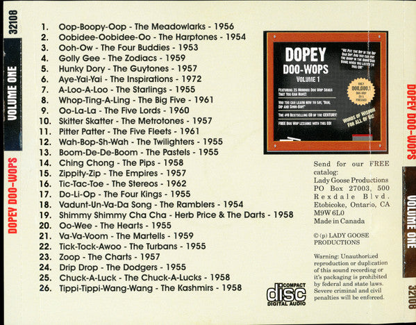 V.A. (マイナードゥワップ・シングル編集コンピ)  - Dopey Doo-Wops Vol.1 (カナダ限定プレスCD/New)