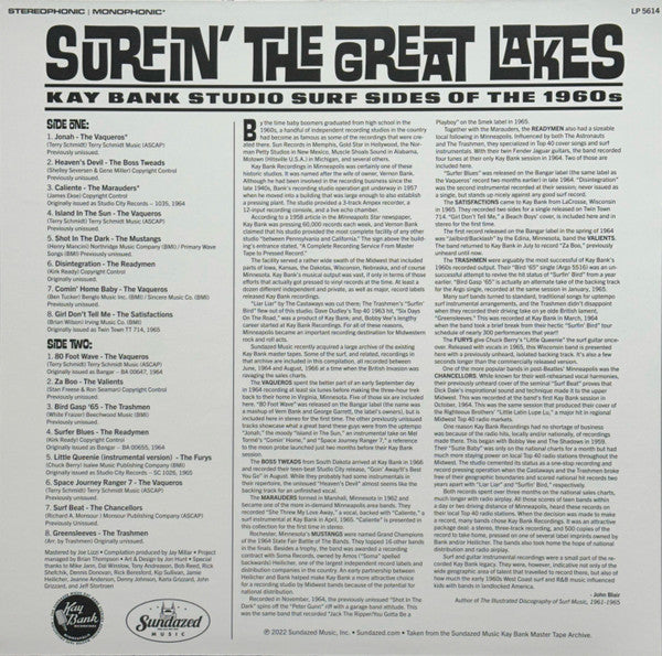 V.A. (60's サーフガレージ「Kayスタジオ」未発表曲集)  - Surfin’ The Great Lakes: (US 限定「ブラック VINYL」LP/New)