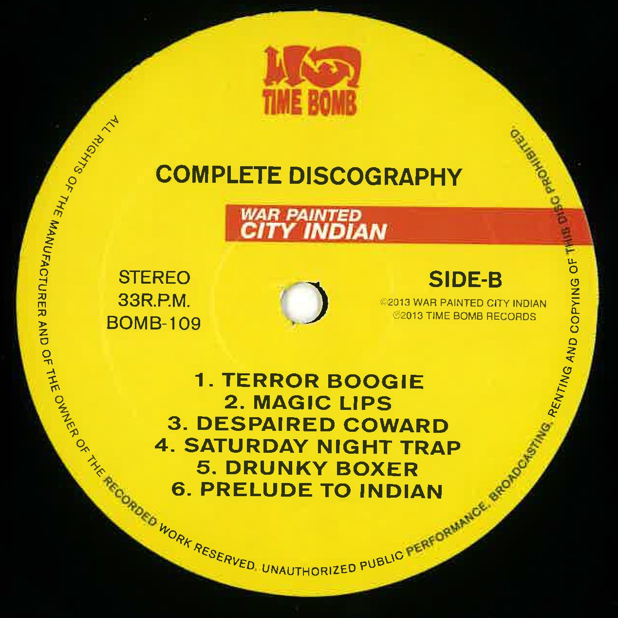 WAR PAINTED CITY INDIAN (ウォー・ペインテッド・シティ・インディアン) - Complete Discography (Japan タイムボム 限定リリース・アナログLP/New) 関西ハードコア・レジェンド全12曲入りコンピ！残少！